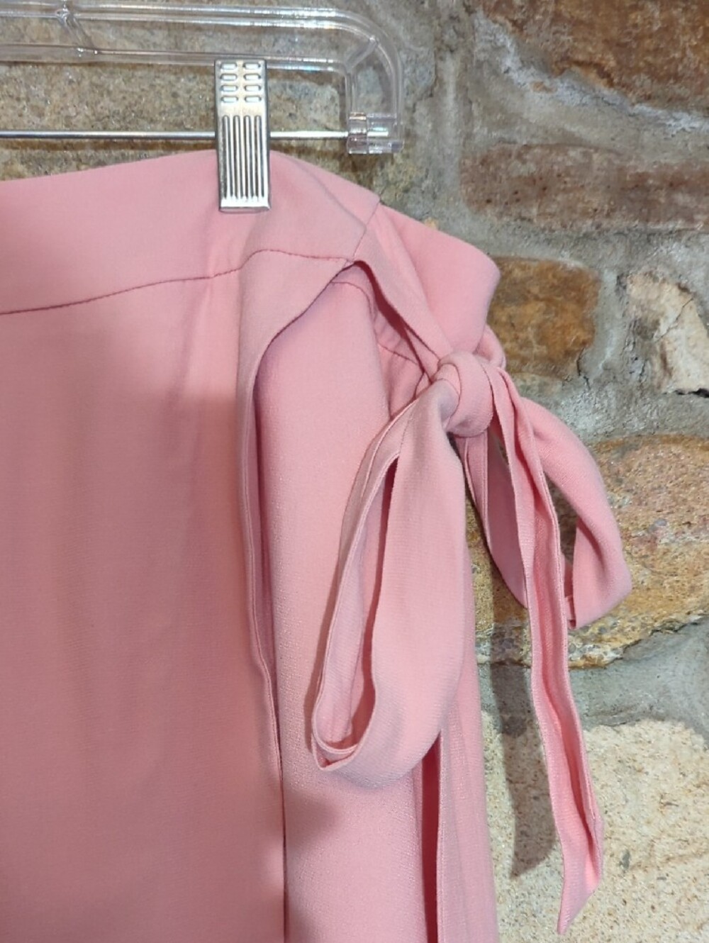 LOFT Blush Pink Midi Skirt with Side Tie - Picture 3 of 9